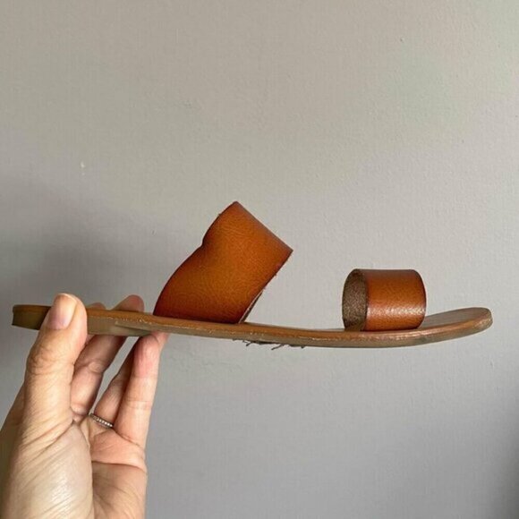 Flat Brown 2-Strap Sandals - 5 - Picture 2 of 4